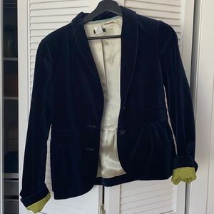 J. Crew velvet navy flared blazer